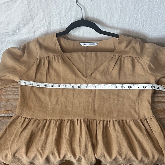 Zara Camel Brown Tiered V-Neck Tunic Dress - Picture 5 of 6